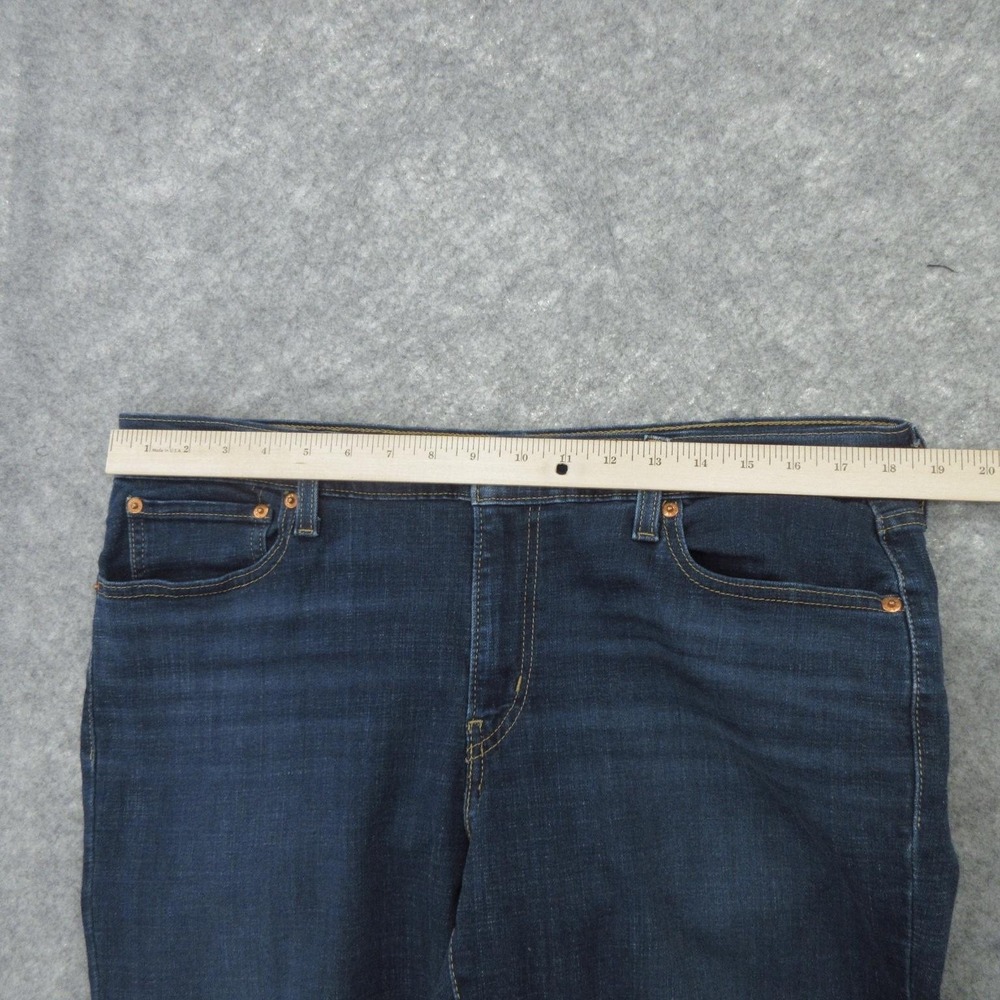 Levis Boyfriend Jeans Womens 32 Blue Dark Wash Stretch Denim Slim Fit Pants - Picture 4 of 12